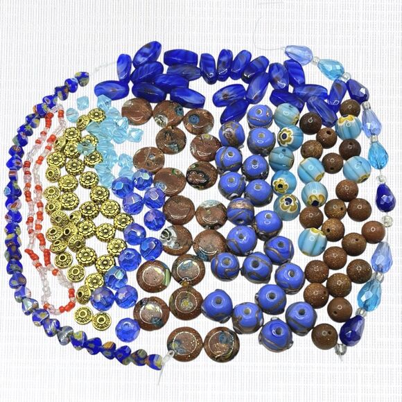 Lot Beads Glass Metal Lampwork Crystal Millefiori Wedding Cake Murrine Goldstone - Picture 13 of 14